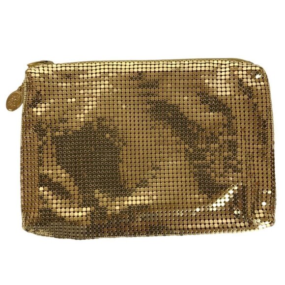 Whiting & Davis Gold Mesh Clutch Bag and Mirror Set Evening Formal Glam - Picture 2 of 8